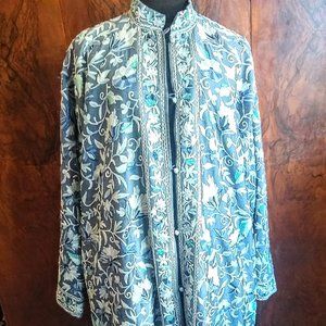 Silk and Cashmere Crewel embroidered coat size L_XL
